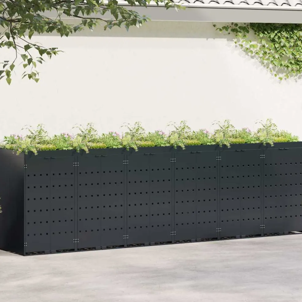 vidaXL Wieltjesbakopslag voor 6 bakken Zwart 408 x 77,5 x 121,5 cm