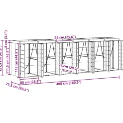 vidaXL Wieltjesbakopslag voor 6 bakken Zwart 408 x 77,5 x 121,5 cm