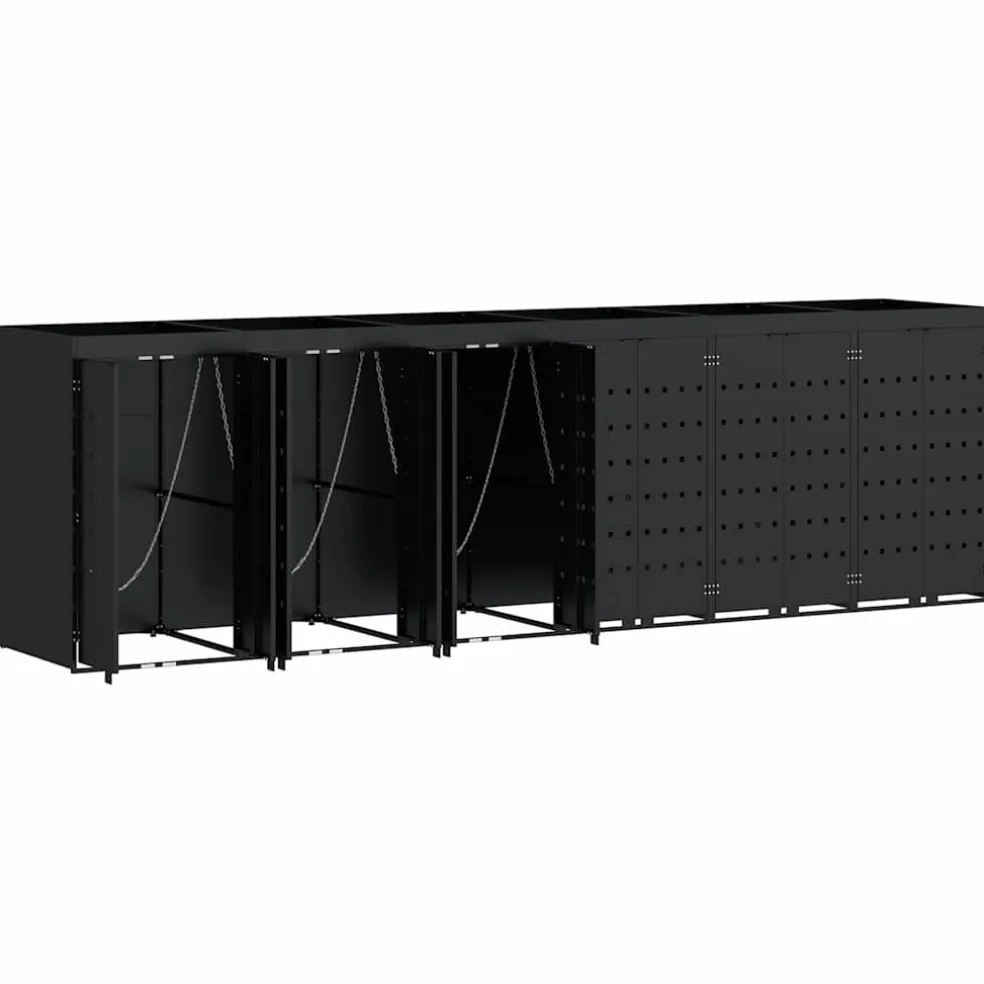 vidaXL Wieltjesbakopslag voor 6 bakken Zwart 408 x 77,5 x 121,5 cm