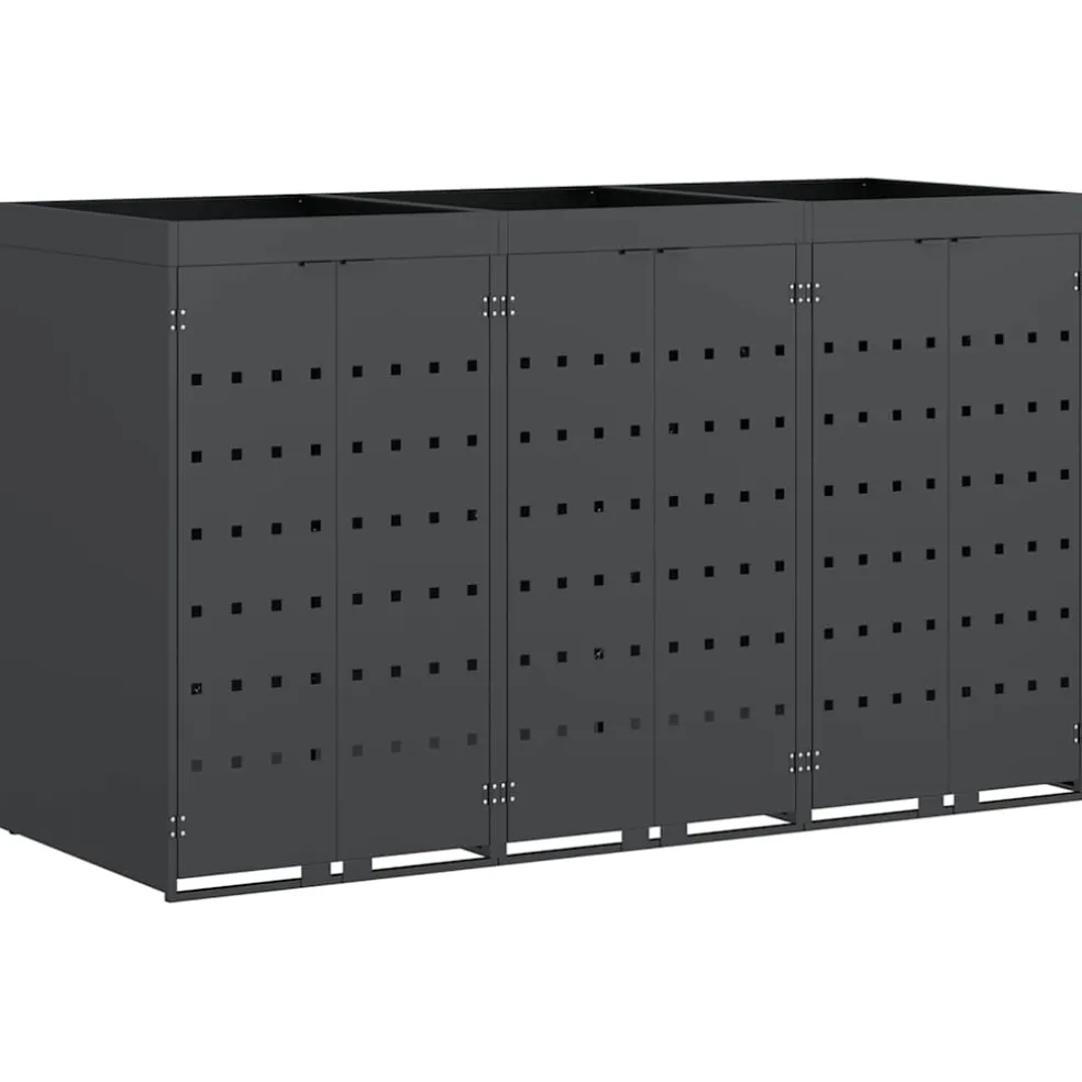 vidaXL Wieltjesbakopslag voor 3 bakken Antraciet 204 x 77,5 x 121,5 cm