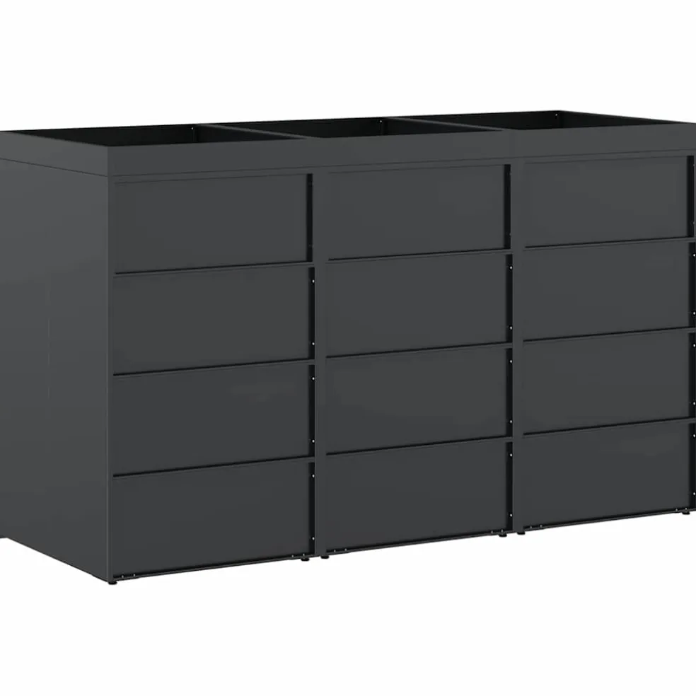 vidaXL Wieltjesbakopslag voor 3 bakken Antraciet 204 x 77,5 x 121,5 cm