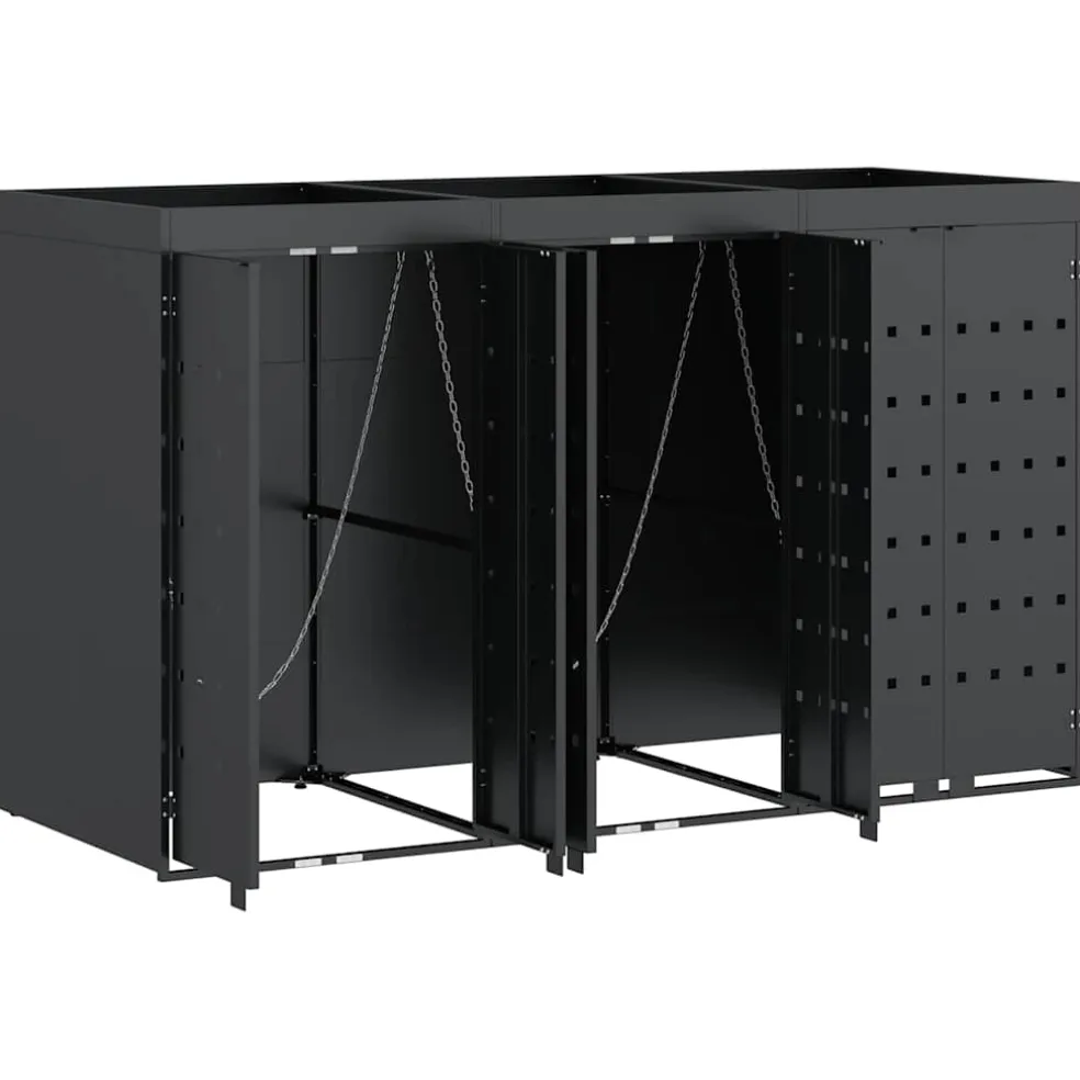 vidaXL Wieltjesbakopslag voor 3 bakken Antraciet 204 x 77,5 x 121,5 cm