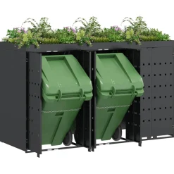 vidaXL Wieltjesbakopslag voor 3 bakken Antraciet 204 x 77,5 x 121,5 cm