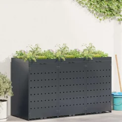 vidaXL Wieltjesbakopslag voor 3 bakken Antraciet 204 x 77,5 x 121,5 cm