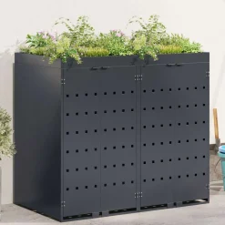 vidaXL Wieltjesbakopslag voor 2 bakken Antraciet 136 x 77,5 x 121,5 cm