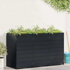 vidaXL Wieltjesbakopslag voor 3 bakken Zwart 204 x 77,5 x 121,5 cm
