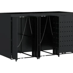 vidaXL Wieltjesbakopslag voor 3 bakken Zwart 204 x 77,5 x 121,5 cm