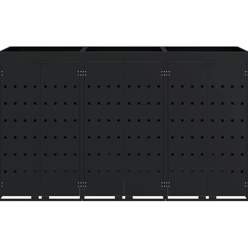 vidaXL Wieltjesbakopslag voor 3 bakken Zwart 204 x 77,5 x 121,5 cm