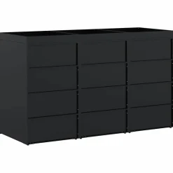 vidaXL Wieltjesbakopslag voor 3 bakken Zwart 204 x 77,5 x 121,5 cm