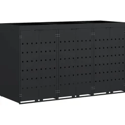 vidaXL Wieltjesbakopslag voor 3 bakken Zwart 204 x 77,5 x 121,5 cm