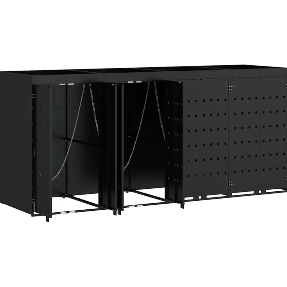 vidaXL Wieltjesbakopslag voor 4 bakken Zwart 272 x 77,5 x 121,5 cm