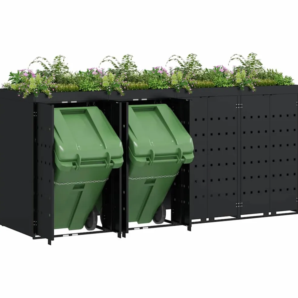 vidaXL Wieltjesbakopslag voor 4 bakken Zwart 272 x 77,5 x 121,5 cm