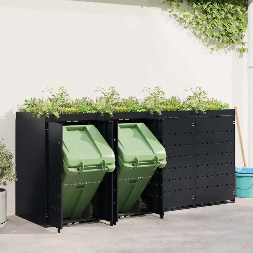 vidaXL Wieltjesbakopslag voor 4 bakken Zwart 272 x 77,5 x 121,5 cm