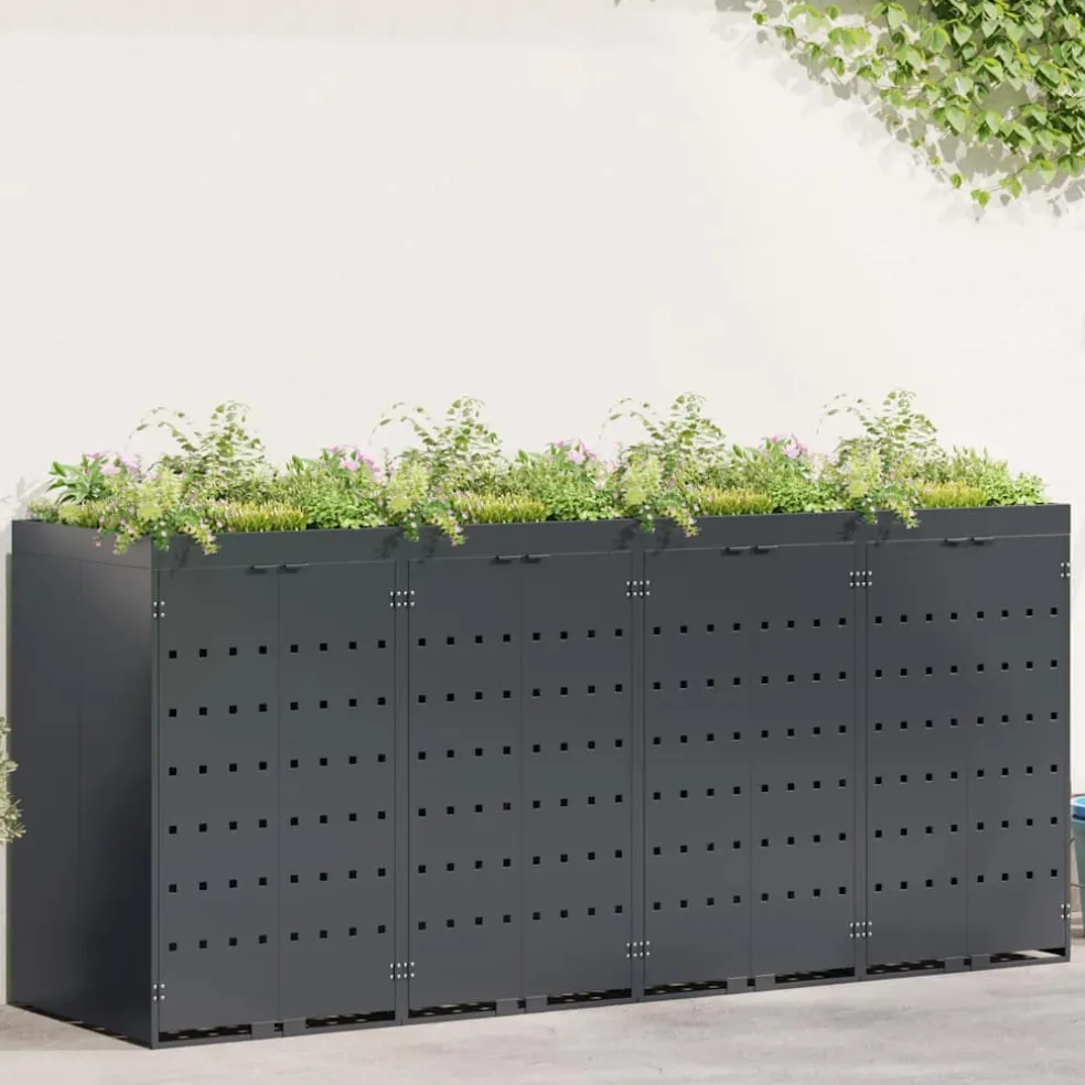 vidaXL Wieltjesbakopslag voor 4 bakken Antraciet 272 x 77,5 x 121,5 cm