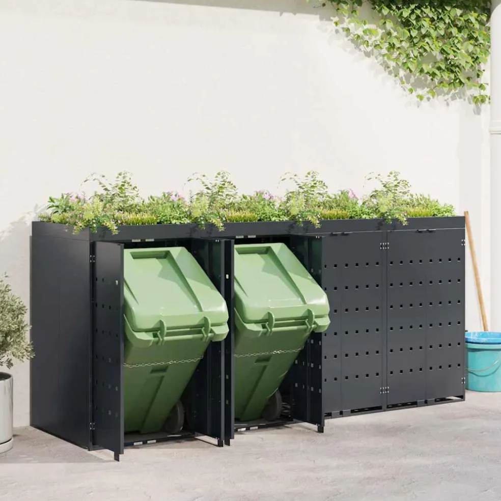 vidaXL Wieltjesbakopslag voor 4 bakken Antraciet 272 x 77,5 x 121,5 cm