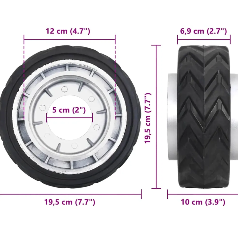 vidaXL Wiel voor neuswiel Ø19,5x10 cm massief aluminium en rubber