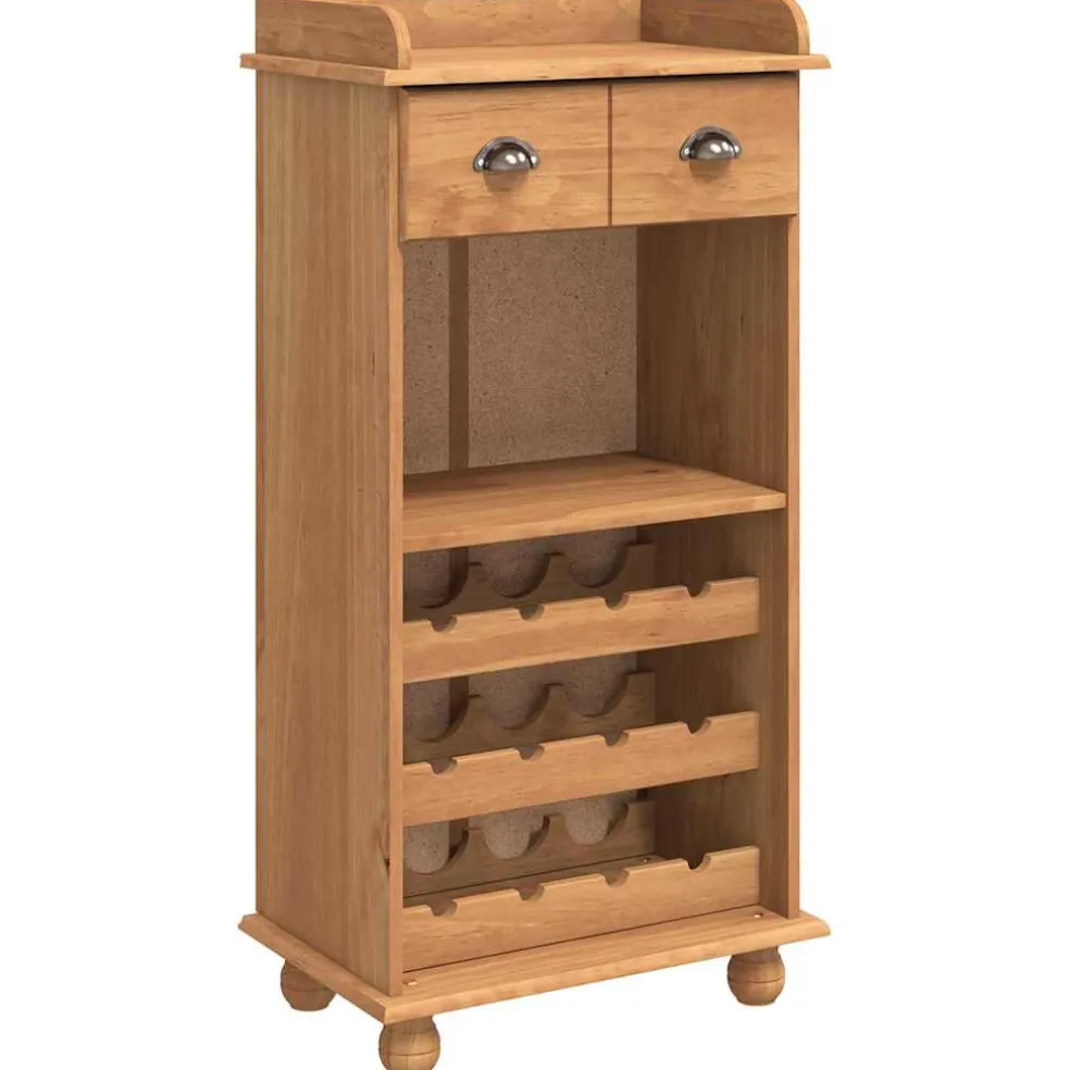 vidaXL Wijnkast ASKIM Honing Wax 57 x 37 x 114 cm Massief grenenhout