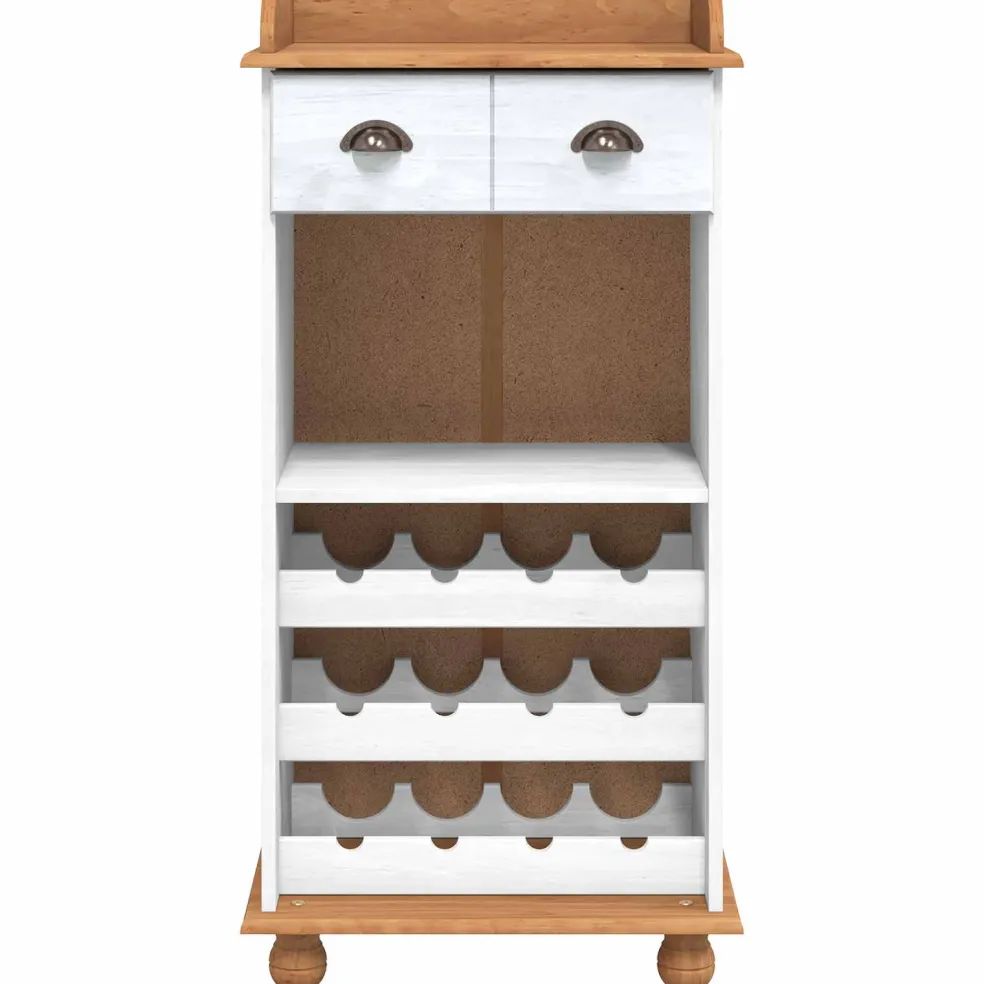 vidaXL Wijnkast ASKIM Wit met Honingtopp 57 x 37 x 114 cm
