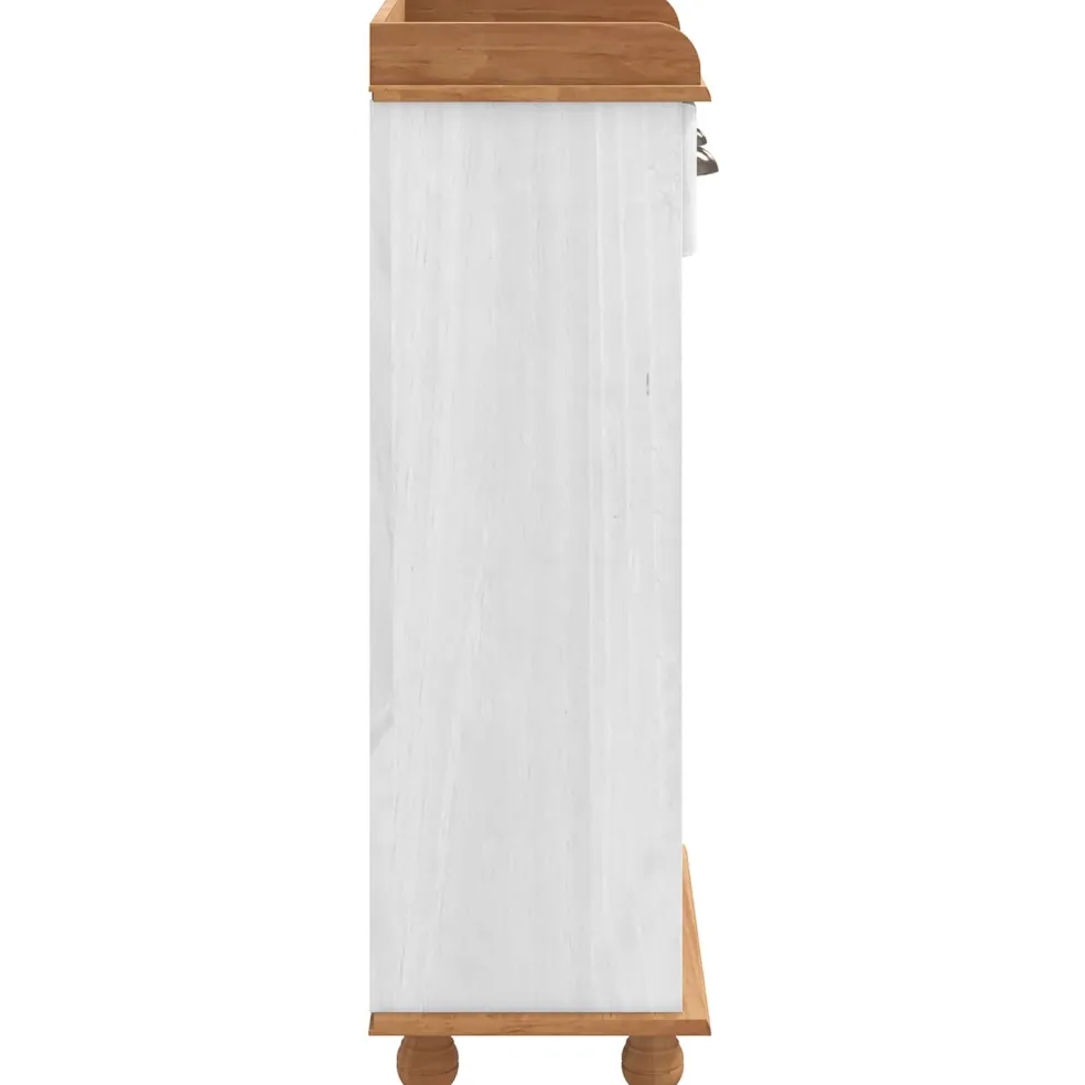 vidaXL Wijnkast ASKIM Wit met Honingtopp 57 x 37 x 114 cm