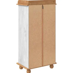 vidaXL Wijnkast ASKIM Wit met Honingtopp 57 x 37 x 114 cm