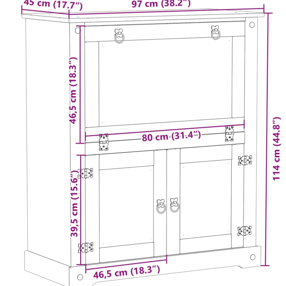 vidaXL Wijnkast Corona 97x45x114 cm massief grenenhout