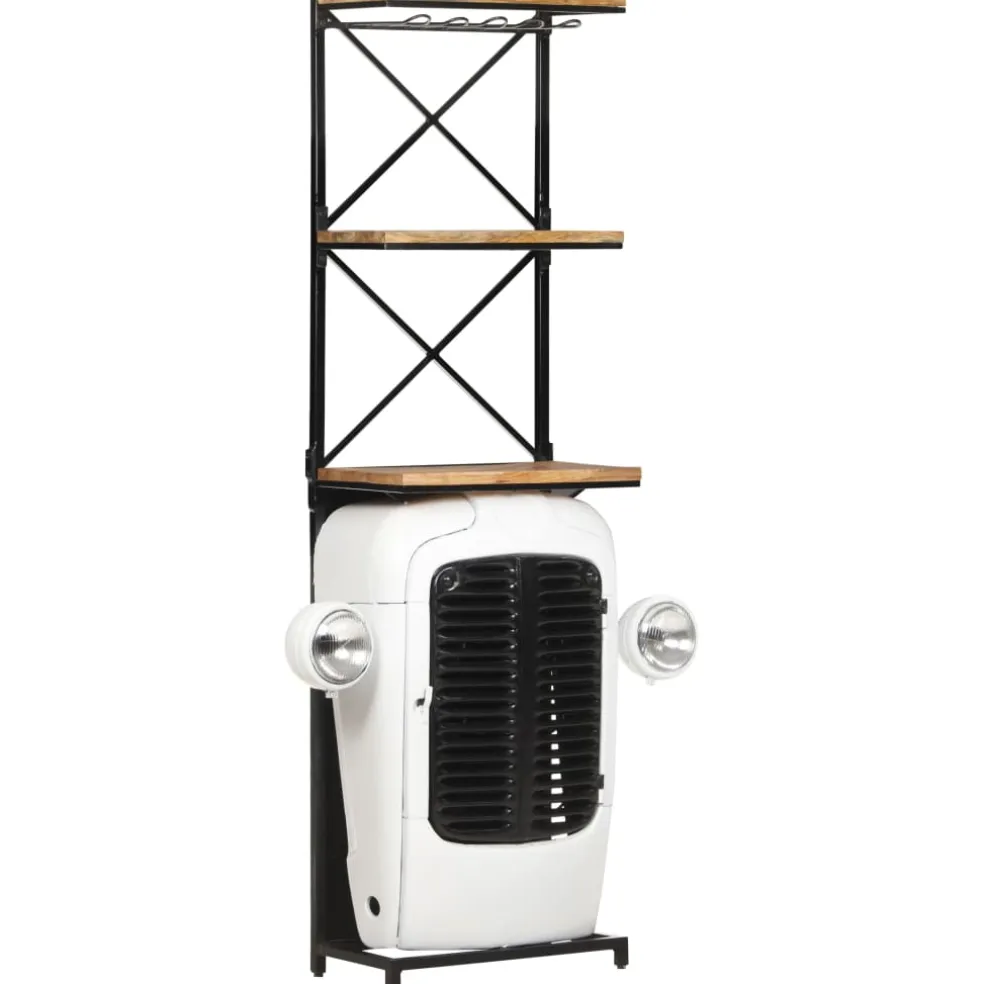 vidaXL Wijnkast tractor 49x31x172 cm ruw mangohout wit