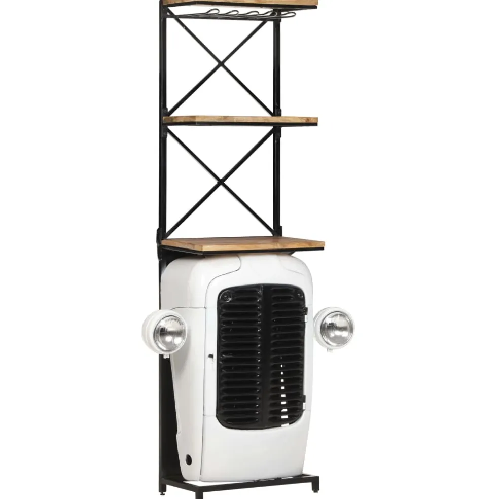 vidaXL Wijnkast tractor 49x31x172 cm ruw mangohout wit