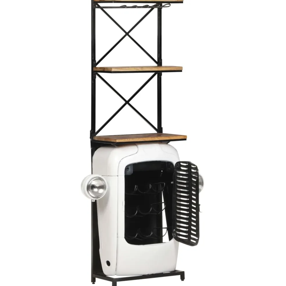 vidaXL Wijnkast tractor 49x31x172 cm ruw mangohout wit