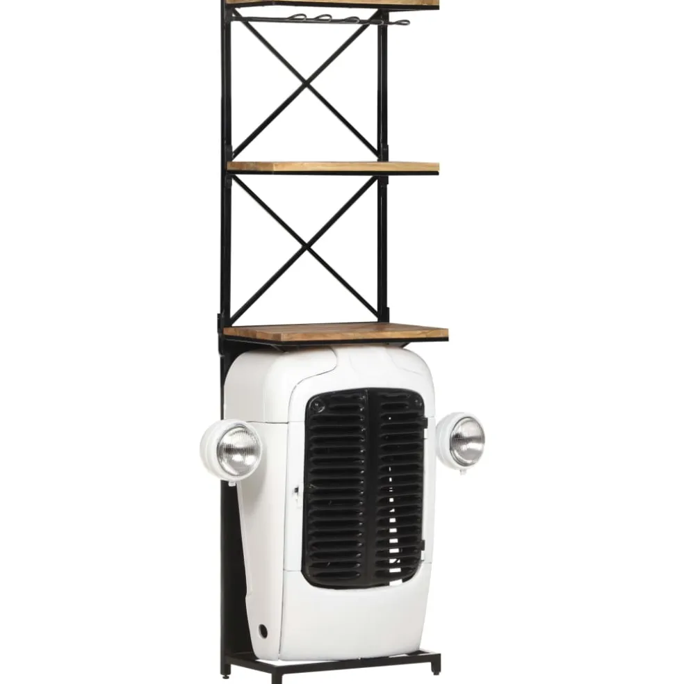 vidaXL Wijnkast tractor 49x31x172 cm ruw mangohout wit