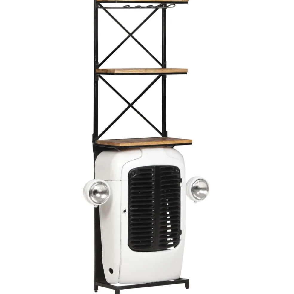 vidaXL Wijnkast tractor 49x31x172 cm ruw mangohout wit