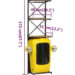vidaXL Wijnkast tractor 49x31x172 cm massief mangohout geel