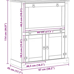 vidaXL Wijnkast Wit 97 x 45 x 114 cm Massief grenenhout