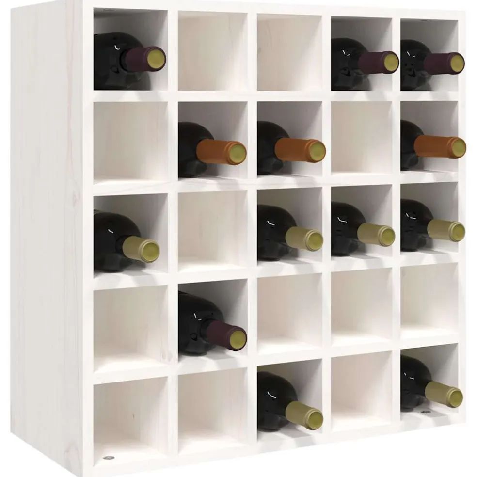 vidaXL Wijnkast Wit 56x25x56 cm Massief grenenhout