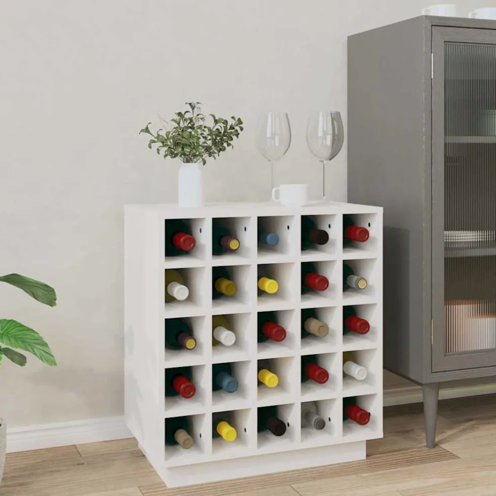 vidaXL Wijnkast 55,5x34x61 cm massief grenenhout wit