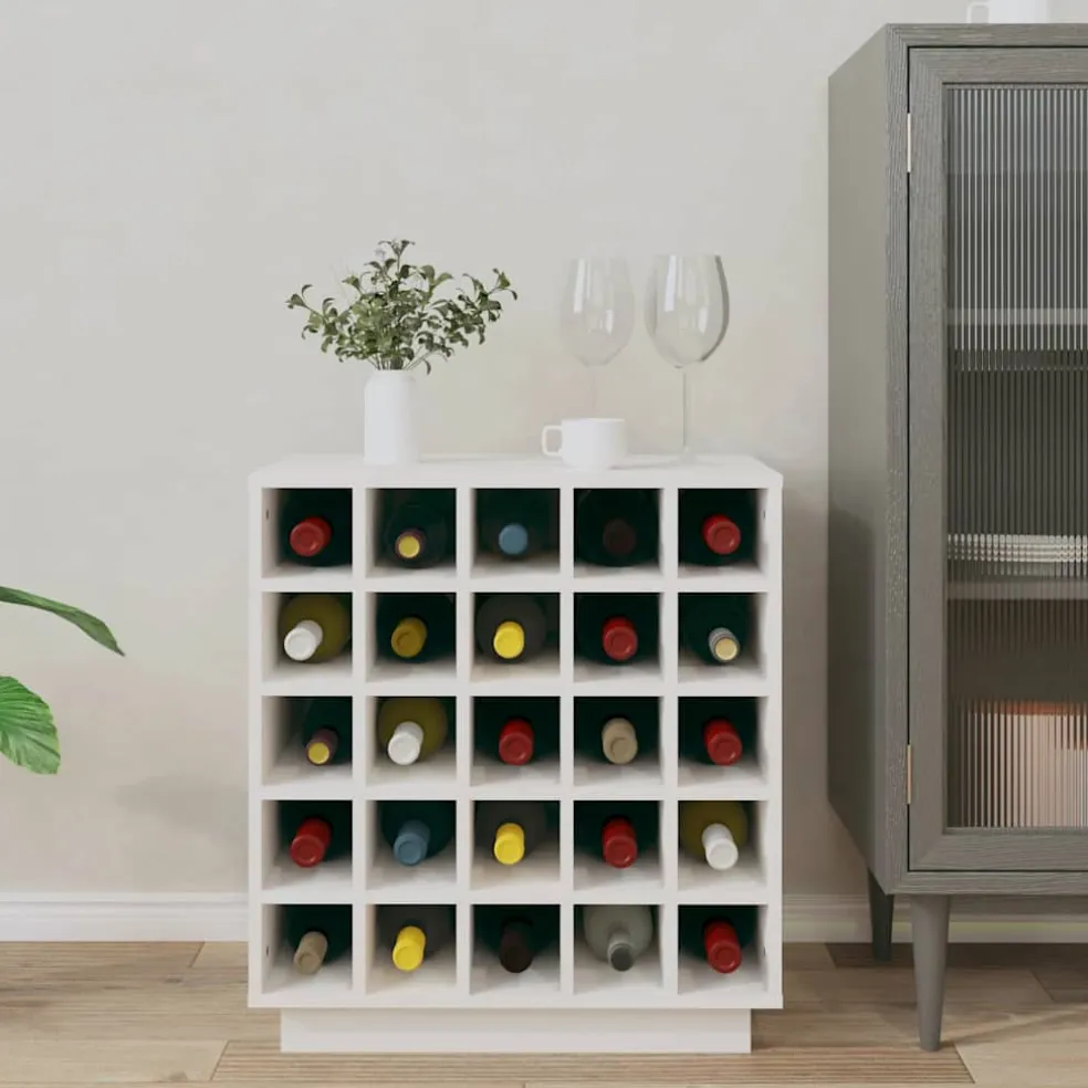 vidaXL Wijnkast 55,5x34x61 cm massief grenenhout wit