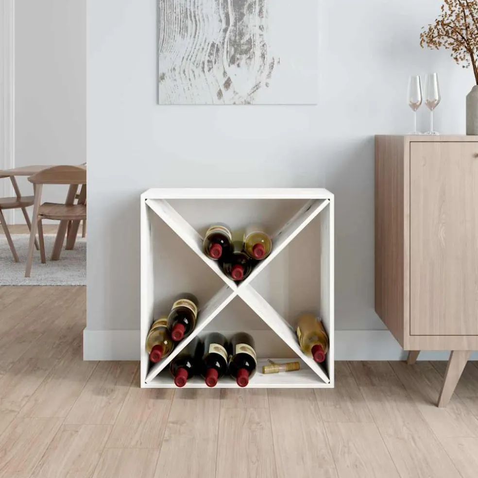 vidaXL Wijnkast 62x25x62 cm massief grenenhout wit