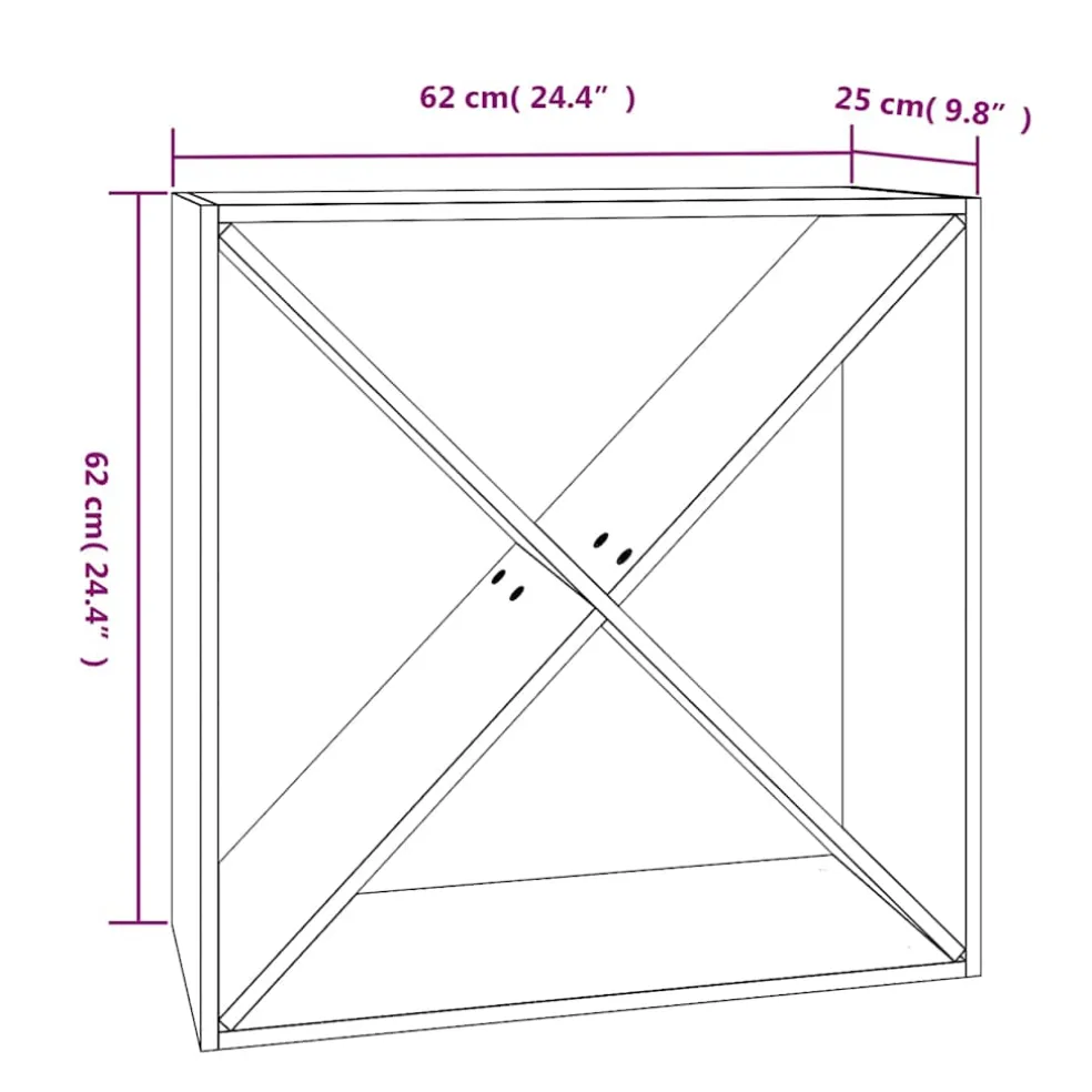 vidaXL Wijnkast 62x25x62 cm massief grenenhout wit