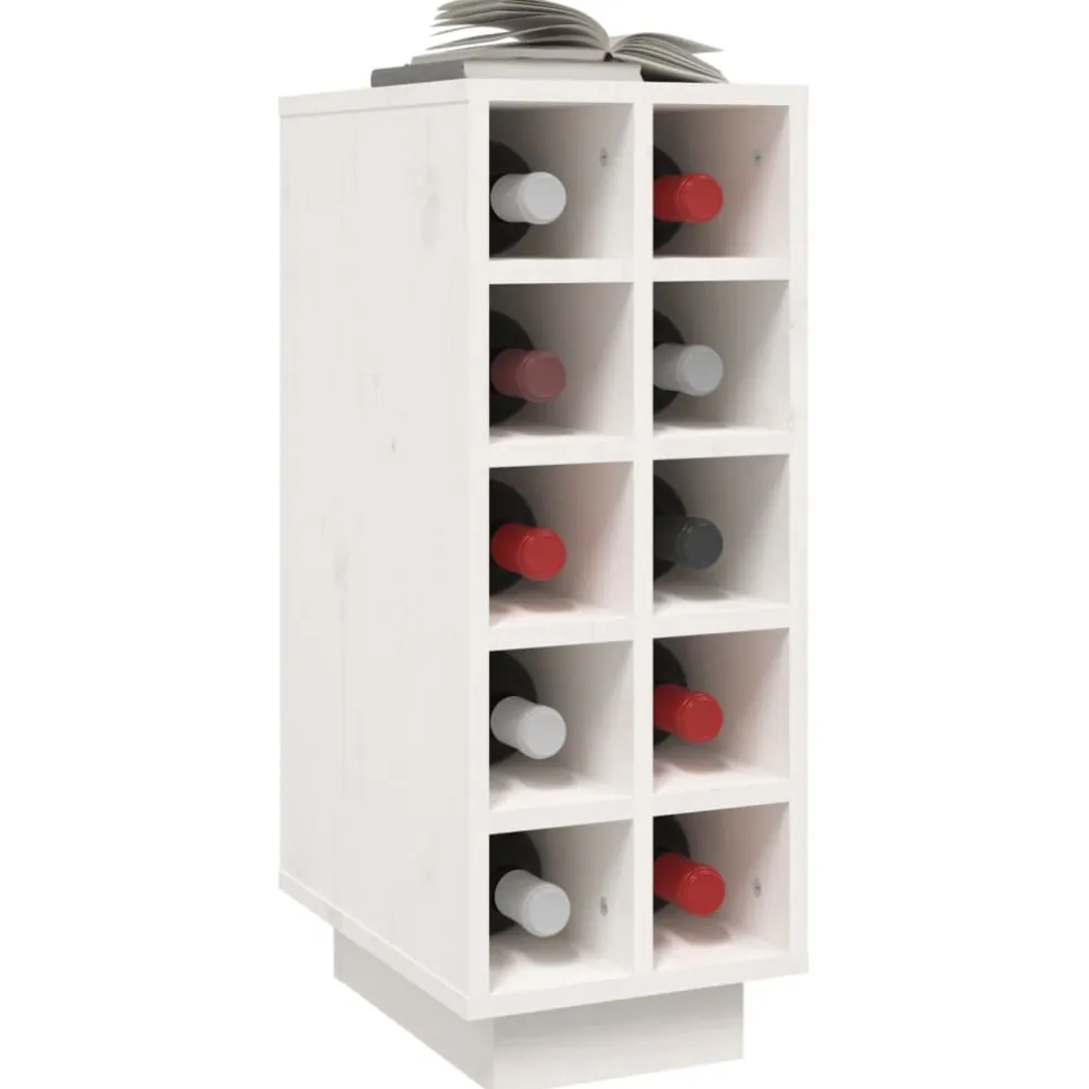 vidaXL Wijnkast 23x34x61 cm massief grenenhout wit