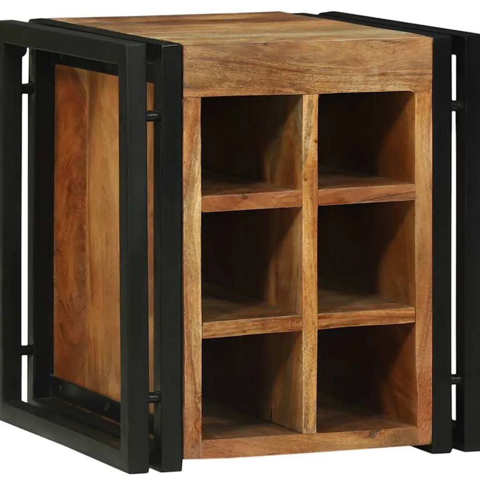 vidaXL Wijnrek Bruin en zwart 35 x 35 x 39 cm Massief Acaciahout