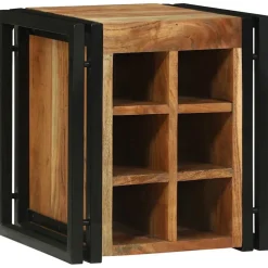 vidaXL Wijnrek Bruin en zwart 35 x 35 x 39 cm Massief Acaciahout