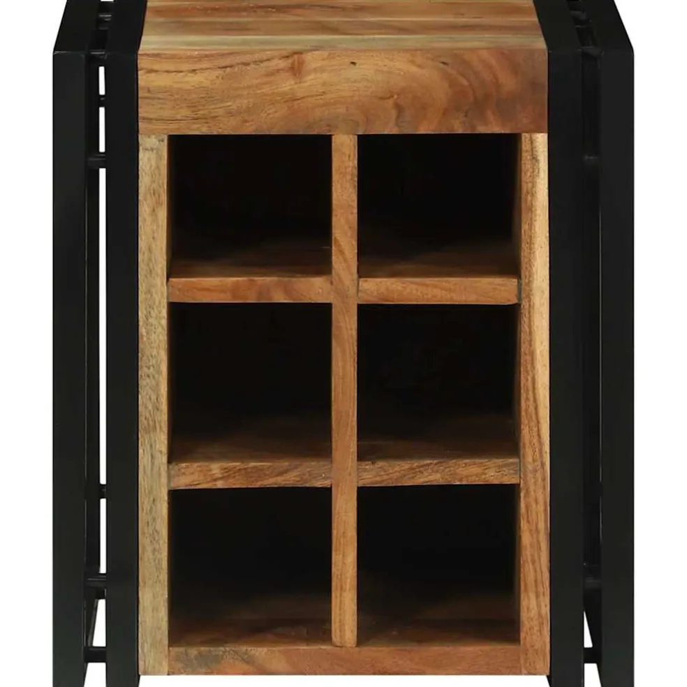 vidaXL Wijnrek Bruin en zwart 35 x 35 x 39 cm Massief Acaciahout