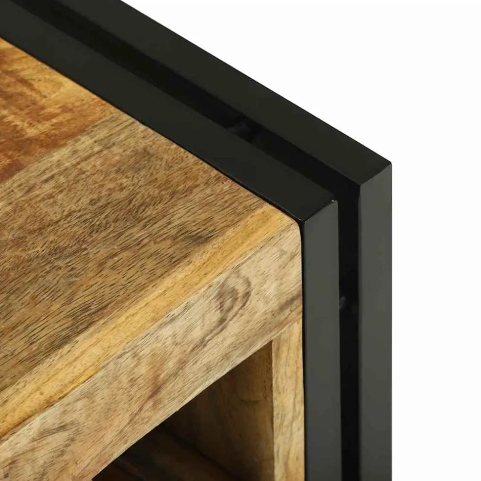 vidaXL Wijnrek Bruin en zwart 35 x 35 x 39 cm Massief Mango Hout