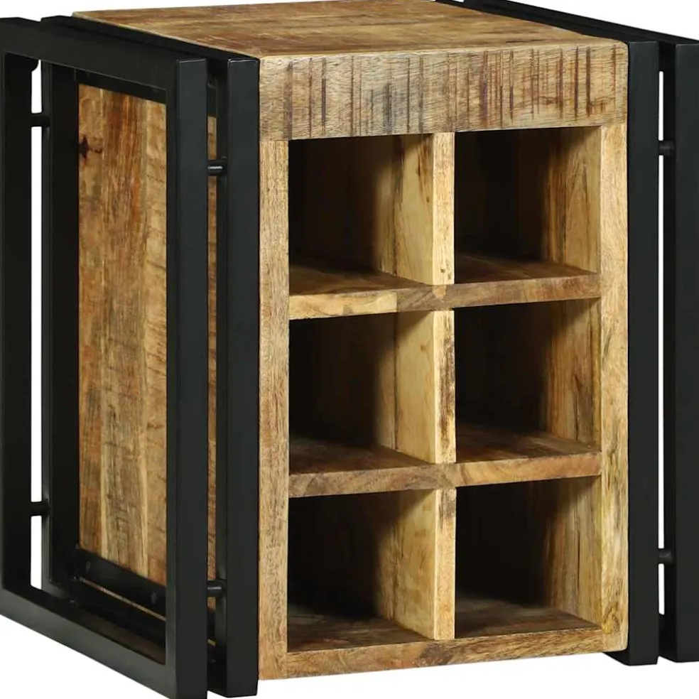 vidaXL Wijnrek Bruin en zwart 35 x 35 x 39 cm Massief Mango Hout