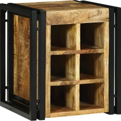 vidaXL Wijnrek Bruin en zwart 35 x 35 x 39 cm Massief Mango Hout