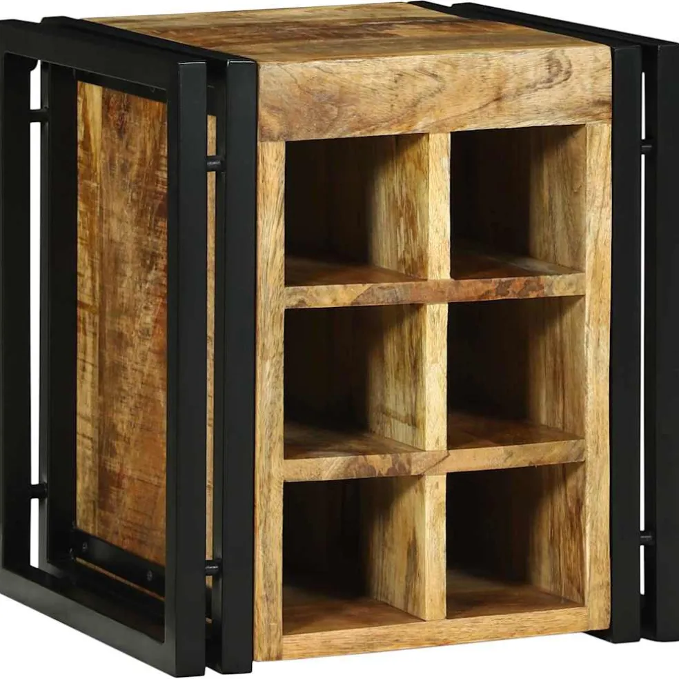 vidaXL Wijnrek Bruin en zwart 35 x 35 x 39 cm Massief Mango Hout