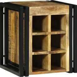 vidaXL Wijnrek Bruin en zwart 35 x 35 x 39 cm Massief Mango Hout