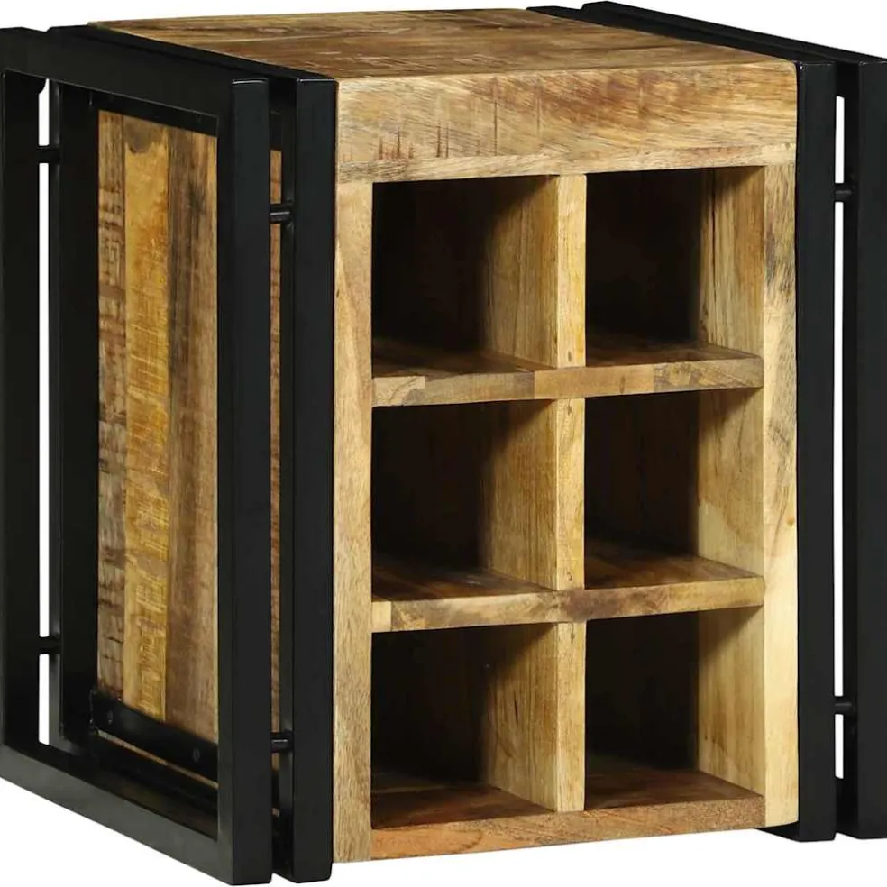 vidaXL Wijnrek Bruin en zwart 35 x 35 x 39 cm Massief Mango Hout