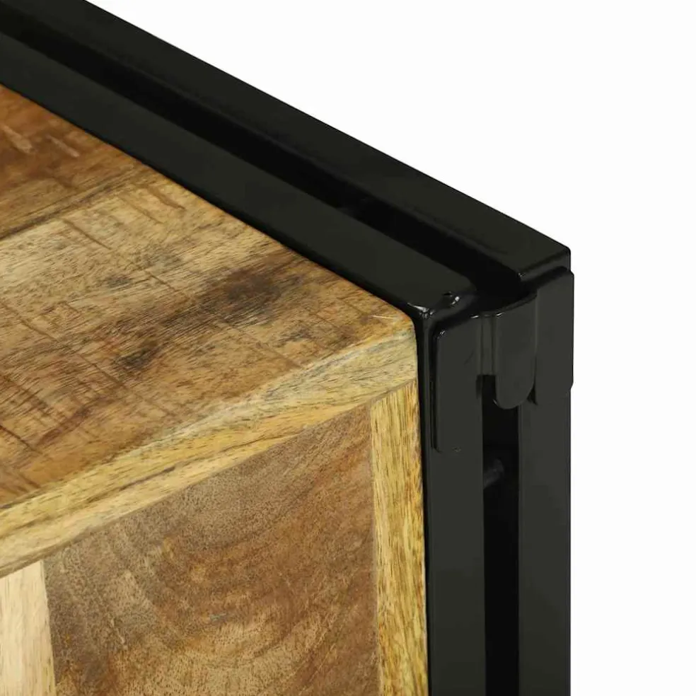 vidaXL Wijnrek Bruin en zwart 35 x 35 x 39 cm Massief Mango Hout