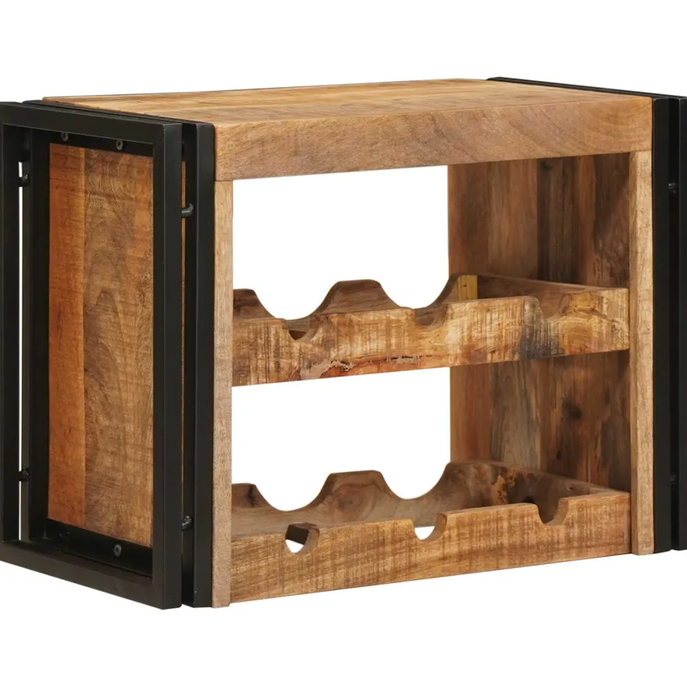 vidaXL Wijnrek Bruin 60 x 45 x 33 cm Massief Ruw Mango Hout