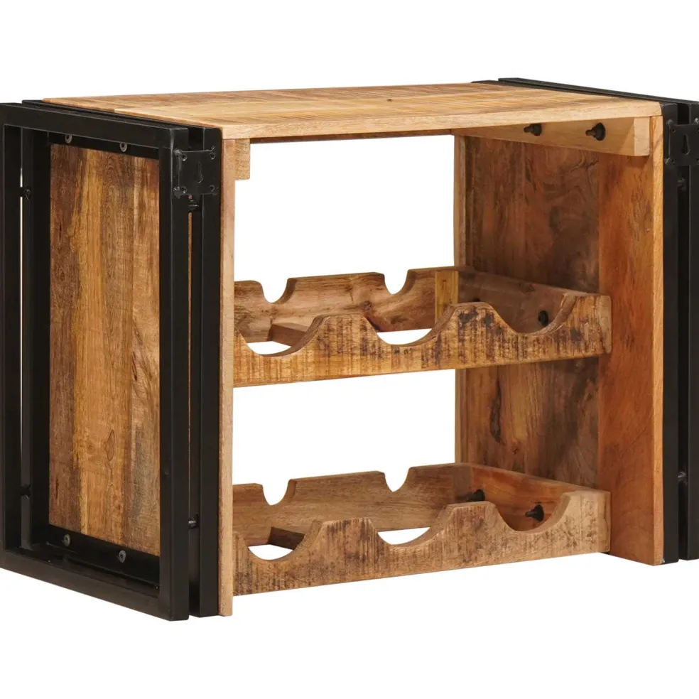 vidaXL Wijnrek Bruin 60 x 45 x 33 cm Massief Ruw Mango Hout